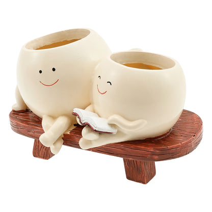 Resin Smile Face Planter for Indoor Plant Unique Rocking Chair Plant Pot with Drainage Hole Funny Small Pot for Indoor Outdoor