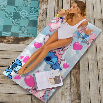 1 PC Stitch Cartoon Disney Collection Beach Towel - Super Absorbent, Quick Dry, Lightweight, Soft & Oversized Microfiber Beach B