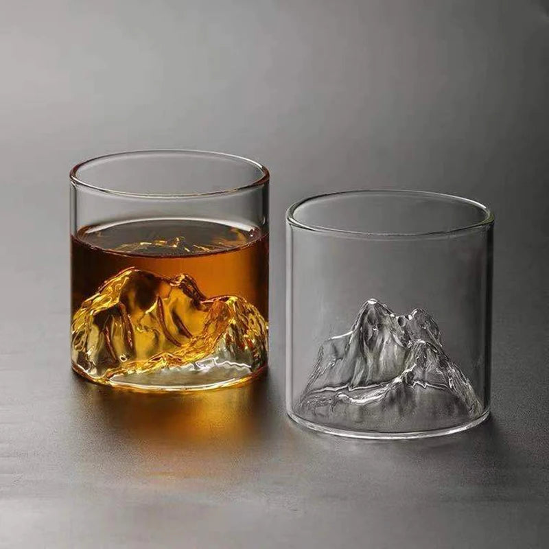 200/300/350ML 3D Mountain Whiskey Glass,Transparent Multipurpose Beer Tea Coffee Cup for Home,3D Landscape Cup  for Bar Party