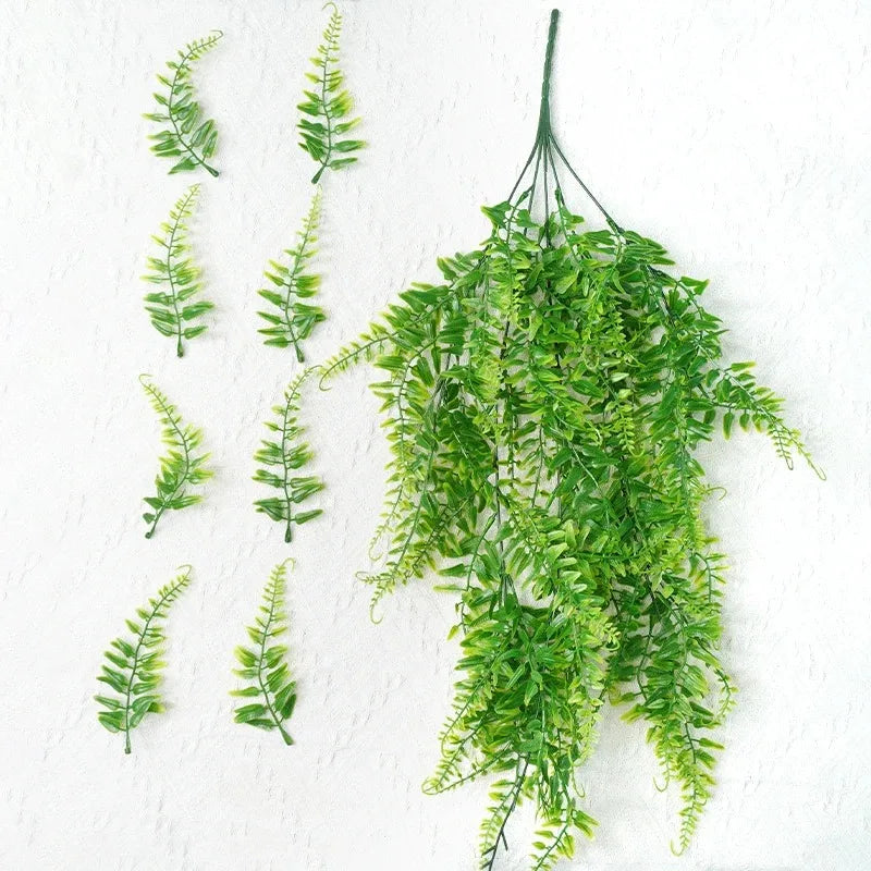2pcs 90cm Persian Fern Leaves Vines Home Room Decor Hanging Artificial Plant Plastic Leaf Grass Wedding Party Wall Balcony Decor