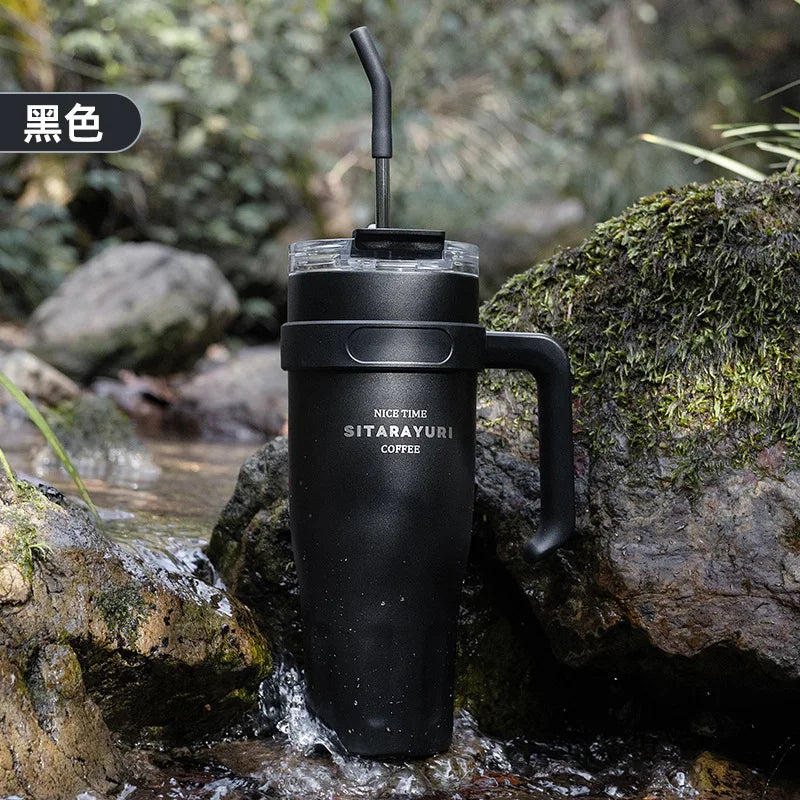 2025 New Sitarayuri Large Capacity 304 Stainless Steel Inner Handle Cup Office Insulation Cold Straw Cup Daily Drinking Cup