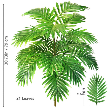 66-125cm（49.2in） Artificial Palm Tree Tropical Fake Plant Green Plastic Palm Leaf Branches Suitable for Home Garden Decoration