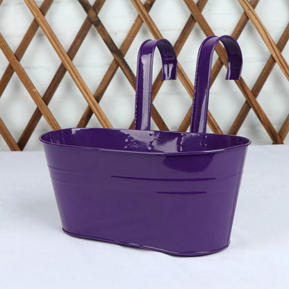 Metal Iron Hanging Flower Pots For Railing Fence Hanging Bucket Pots Countryside Style Window Flower Plant Holder
