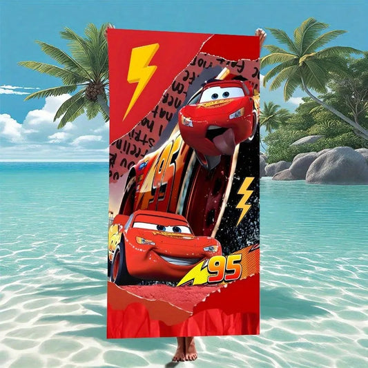 Lightning McQueen Themed Beach Towel: Race into Summer Fun! Suitable for swimming parties, bathing, travel, vacation