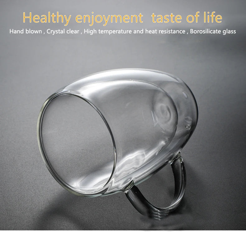 150/250/350/450ml Heat Resistant Double Wall Coffee Cup Transparent Glass Whiskey Tea Milk Cups Cold Beverage Wine Mug Drinkware