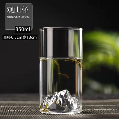 200/300/350ML 3D Mountain Whiskey Glass,Transparent Multipurpose Beer Tea Coffee Cup for Home,3D Landscape Cup  for Bar Party