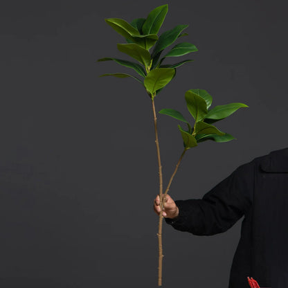 105cm 2 Forks Large Artificial Plants Fake Magnolia Tree Branch Plastic Rubber Leaves Tall Green Landscape For Home Garden Decor
