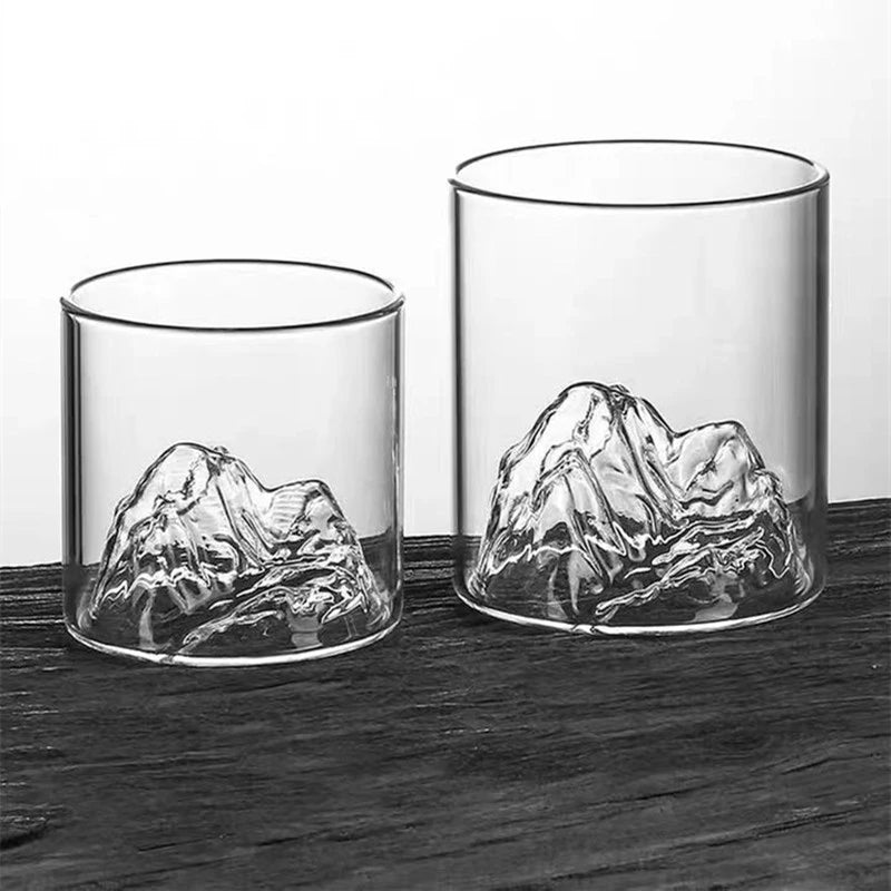 200/300/350ML 3D Mountain Whiskey Glass,Transparent Multipurpose Beer Tea Coffee Cup for Home,3D Landscape Cup  for Bar Party