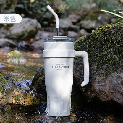 2025 New Sitarayuri Large Capacity 304 Stainless Steel Inner Handle Cup Office Insulation Cold Straw Cup Daily Drinking Cup