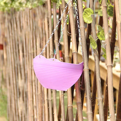 Hanging Orchid Pot With Chain Plastic Hanging Basket Flowerpot Wall Mounted Green Pot For Plant Herb Plant Container