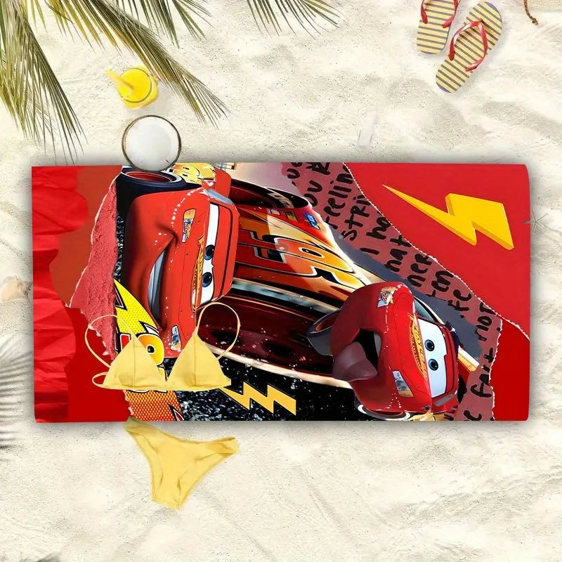 Lightning McQueen Themed Beach Towel: Race into Summer Fun! Suitable for swimming parties, bathing, travel, vacation