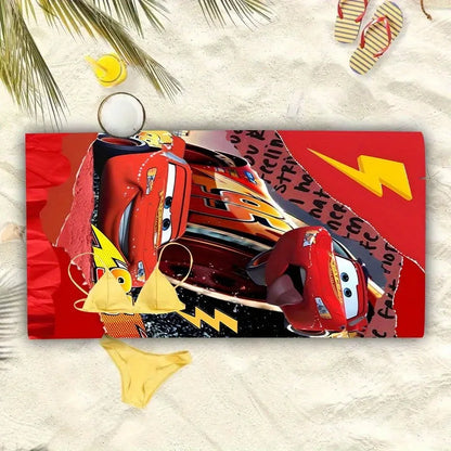 Lightning McQueen Themed Beach Towel: Race into Summer Fun! Suitable for swimming parties, bathing, travel, vacation