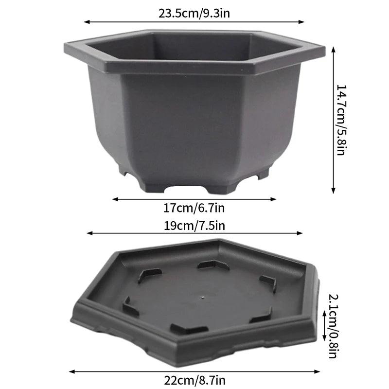 Rectangular Bonsai Training Pots Plastic Flowerpot with Drainage Tray Succulent Plants Pot Bonsai Plants Growing Pots Home Decor