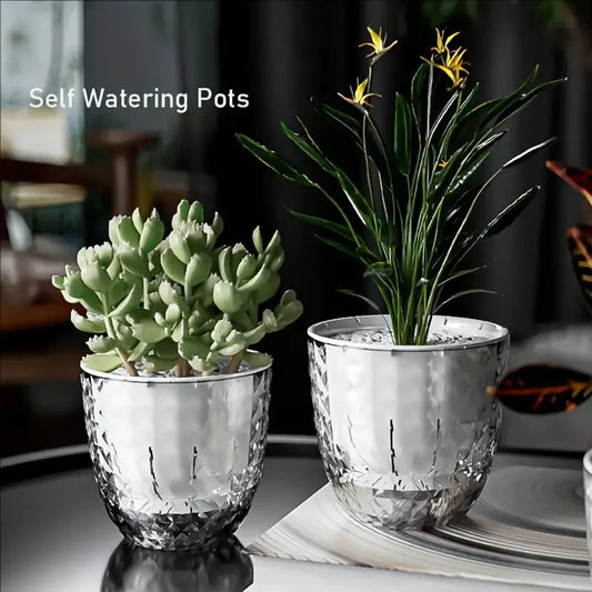 Plastic Transparent Lazy Self-absorbent Flowerpot Hydroponic Water-growing Plants Water-free Water Storage Basin