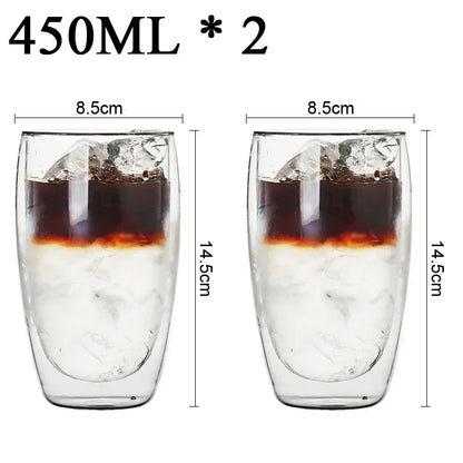 2-18PCS Double Wall High Borosilicate Glass Mug Heat Resistant Tea Milk Juice Coffee Water Cup Bar Drinkware Gift Creativity Set
