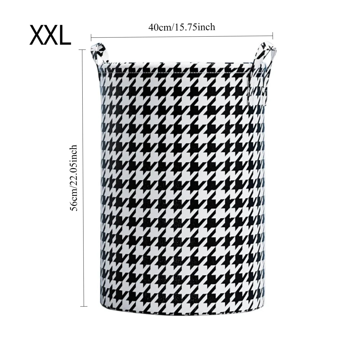 Laundry Basket with Handles,Houndstooth Blanket Storage Basket,Foldable Bedroom Hamper,Dirty Clothes Toys Hamper for Living Room