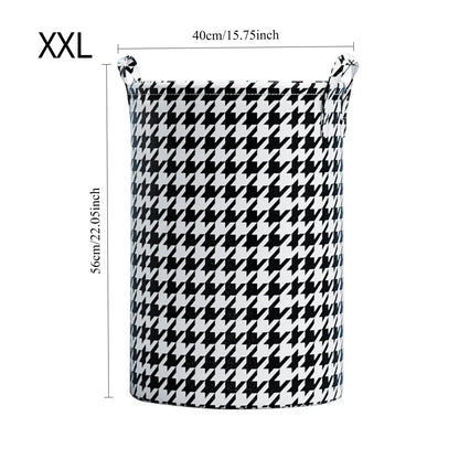 Laundry Basket with Handles,Houndstooth Blanket Storage Basket,Foldable Bedroom Hamper,Dirty Clothes Toys Hamper for Living Room