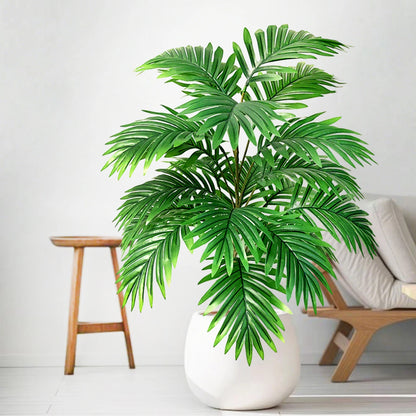 66-125cm（49.2in） Artificial Palm Tree Tropical Fake Plant Green Plastic Palm Leaf Branches Suitable for Home Garden Decoration