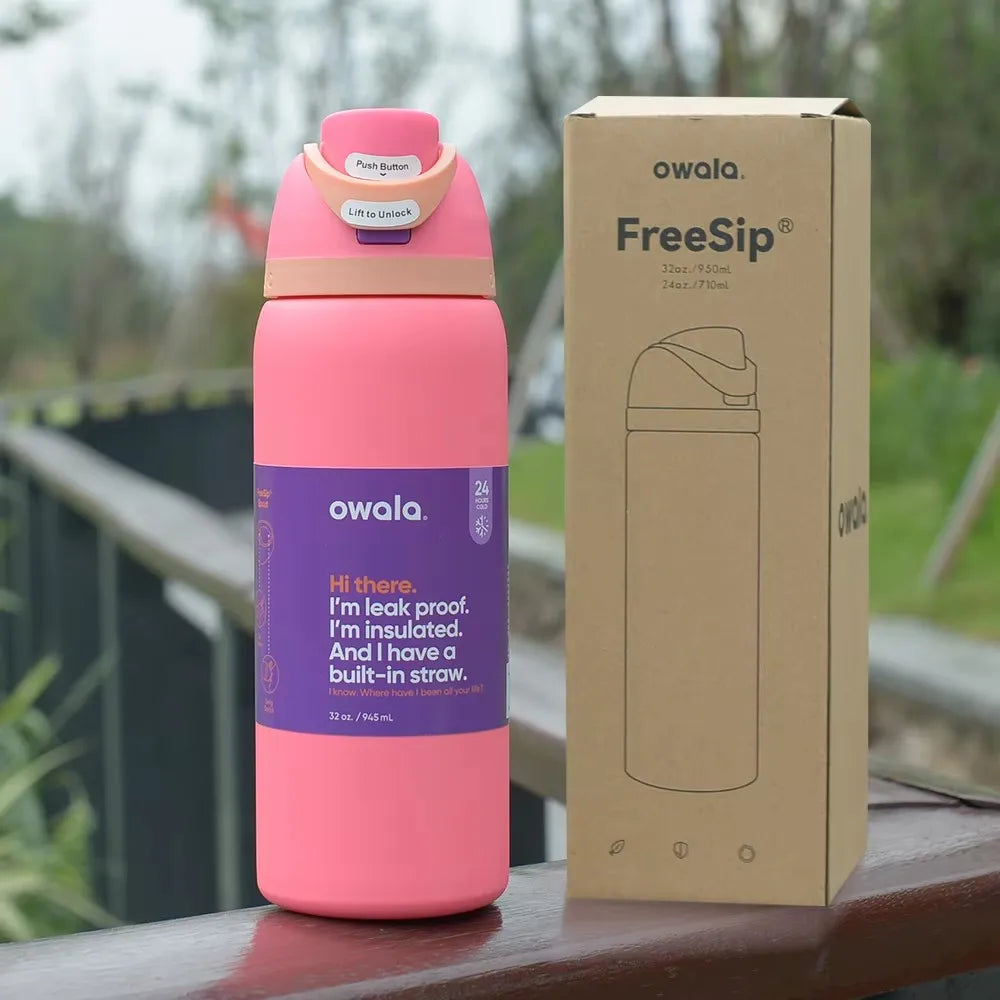 2025 NEW Owala 24Oz/32 OzInsulated Stainless Steel Water Bottle with Straw, BPA-Free Sports Water ion for Your Outdoor Adventure