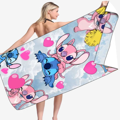 1 PC Stitch Cartoon Disney Collection Beach Towel - Super Absorbent, Quick Dry, Lightweight, Soft & Oversized Microfiber Beach B