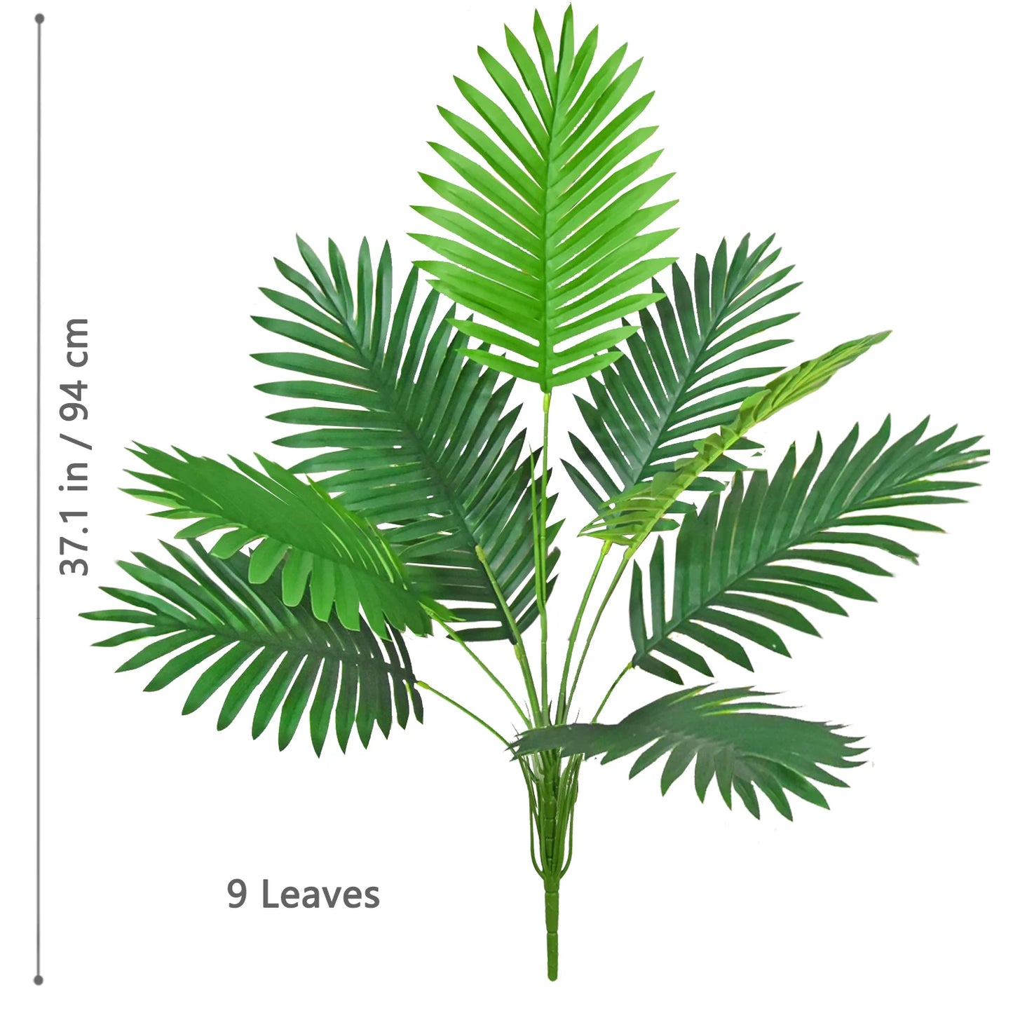 66-125cm（49.2in） Artificial Palm Tree Tropical Fake Plant Green Plastic Palm Leaf Branches Suitable for Home Garden Decoration