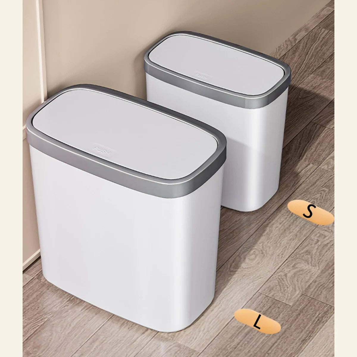 12/16L Press-type Covered Trash Can Bathroom Living Room Wastbasket with Lid Narrow Garbage Can Waterproof Dustbin Paper Basket