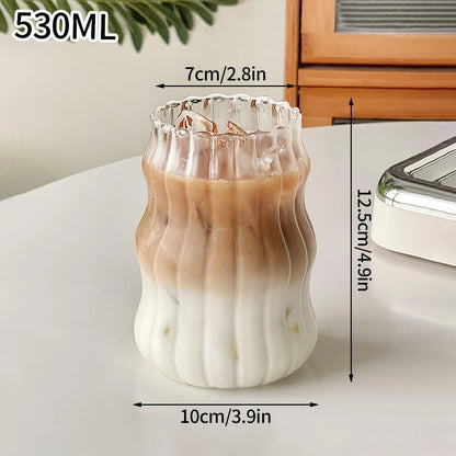 Glass Drinkware Cold Coffee Cups Latte Coffee Glass Iced Juice Milk Water Bottle Aesthetic Cup Wine Cocktail Glass כוסות לקפה קר