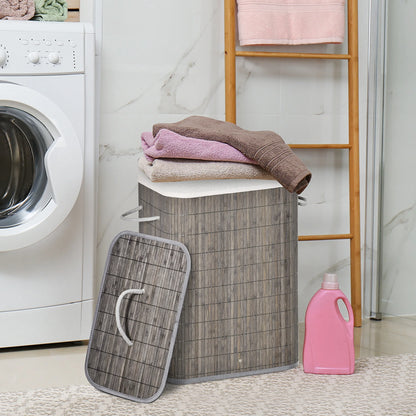 HOMCOM Collapsible Clothes Hamper with Lid Handles Removable Lining, Grey