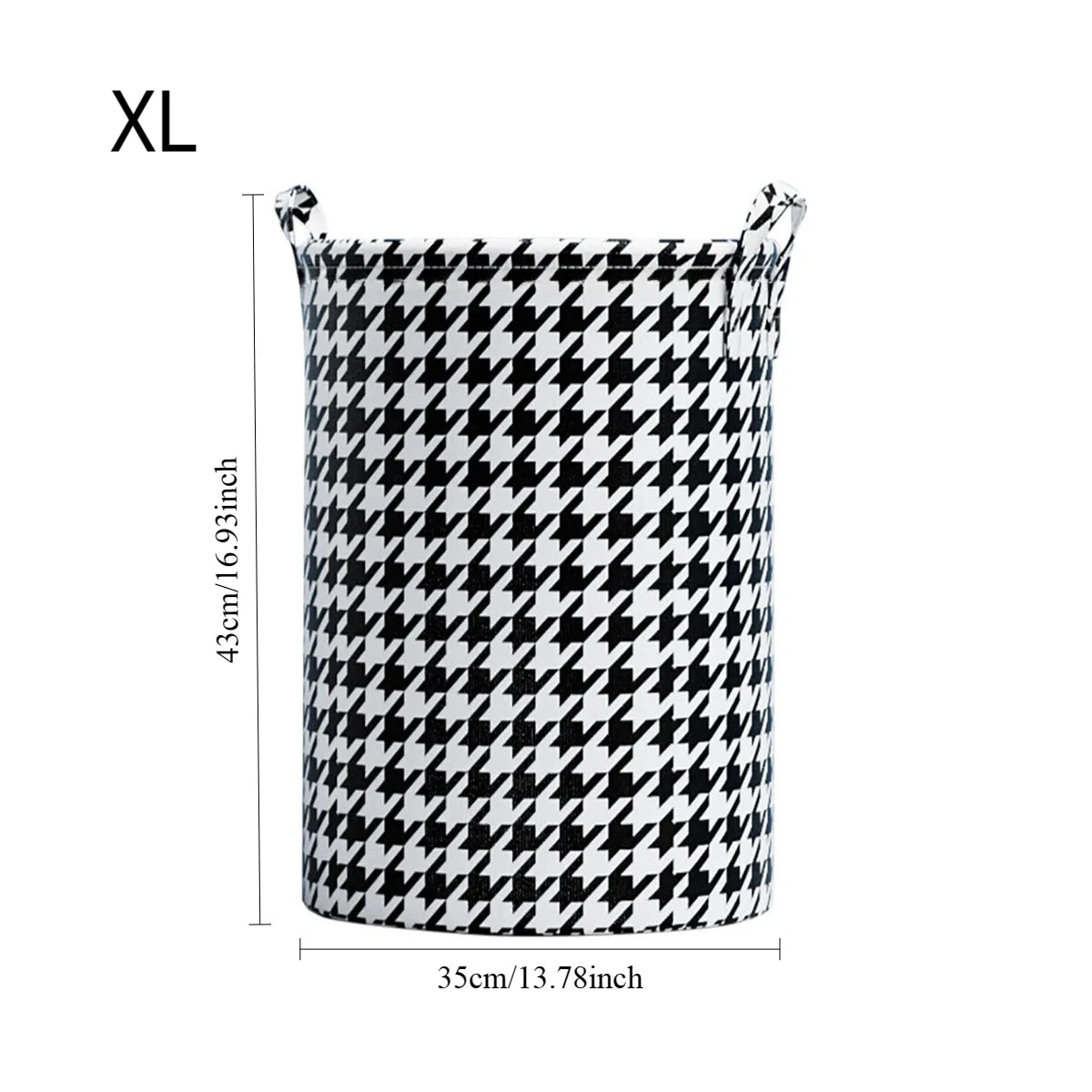 Laundry Basket with Handles,Houndstooth Blanket Storage Basket,Foldable Bedroom Hamper,Dirty Clothes Toys Hamper for Living Room