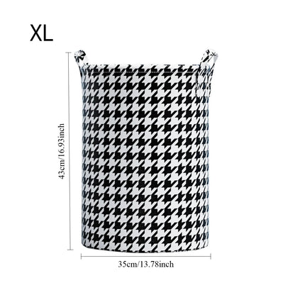 Laundry Basket with Handles,Houndstooth Blanket Storage Basket,Foldable Bedroom Hamper,Dirty Clothes Toys Hamper for Living Room