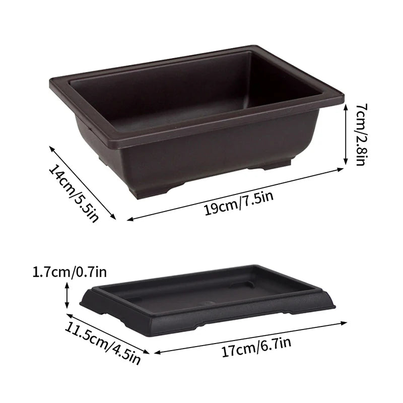 Rectangular Bonsai Training Pots Plastic Flowerpot with Drainage Tray Succulent Plants Pot Bonsai Plants Growing Pots Home Decor