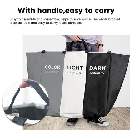 Foldable Laundry Basket Large Capacity Toys Clothes Organizer Aluminum Bracket Waterproof Bathroom Laundry Basket Hamper