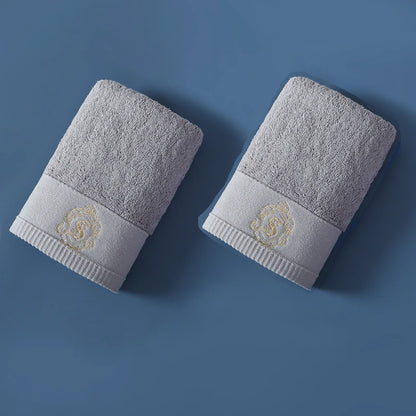 2PCS Luxury Hotel Towel Cotton High Quality Embroiderd Face Bath Towels Bathroom Soft Feel Highly Absorbent Shower Multi-color