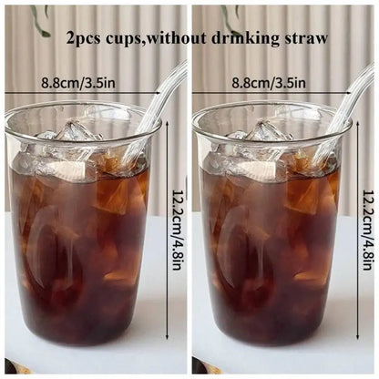 Glass Drinkware Cold Coffee Cups Latte Coffee Glass Iced Juice Milk Water Bottle Aesthetic Cup Wine Cocktail Glass כוסות לקפה קר