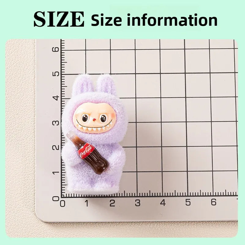 1-10pcs Lovely Lububu Coke Bottle Flocked DIY Action Figure Decorative Pendant Desktop Dolls Car Ornaments Toy Christmas Gifts