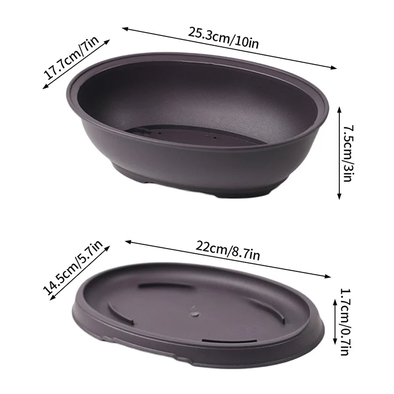 Rectangular Bonsai Training Pots Plastic Flowerpot with Drainage Tray Succulent Plants Pot Bonsai Plants Growing Pots Home Decor
