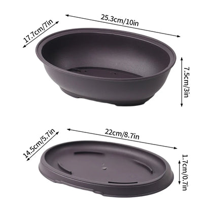 Rectangular Bonsai Training Pots Plastic Flowerpot with Drainage Tray Succulent Plants Pot Bonsai Plants Growing Pots Home Decor