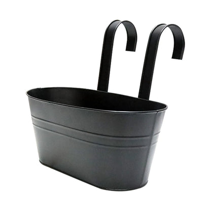 Metal Iron Hanging Flower Pots For Railing Fence Hanging Bucket Pots Countryside Style Window Flower Plant Holder