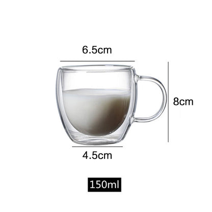 150/250/350/450ml Heat Resistant Double Wall Coffee Cup Transparent Glass Whiskey Tea Milk Cups Cold Beverage Wine Mug Drinkware