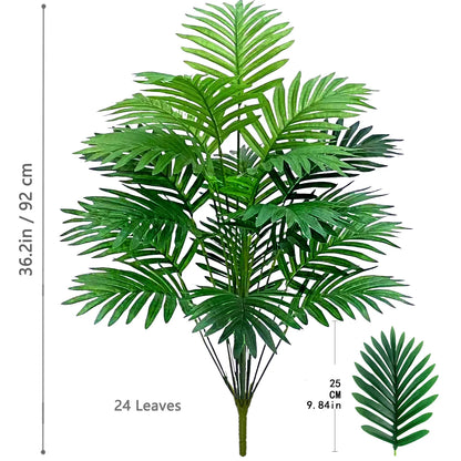 66-125cm（49.2in） Artificial Palm Tree Tropical Fake Plant Green Plastic Palm Leaf Branches Suitable for Home Garden Decoration