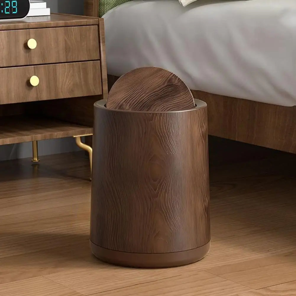 Bathroom Trash Can Round Garbage Bin with Swing Lid Large Capacity Easy to Clean Kitchen Waste Bin Decoration