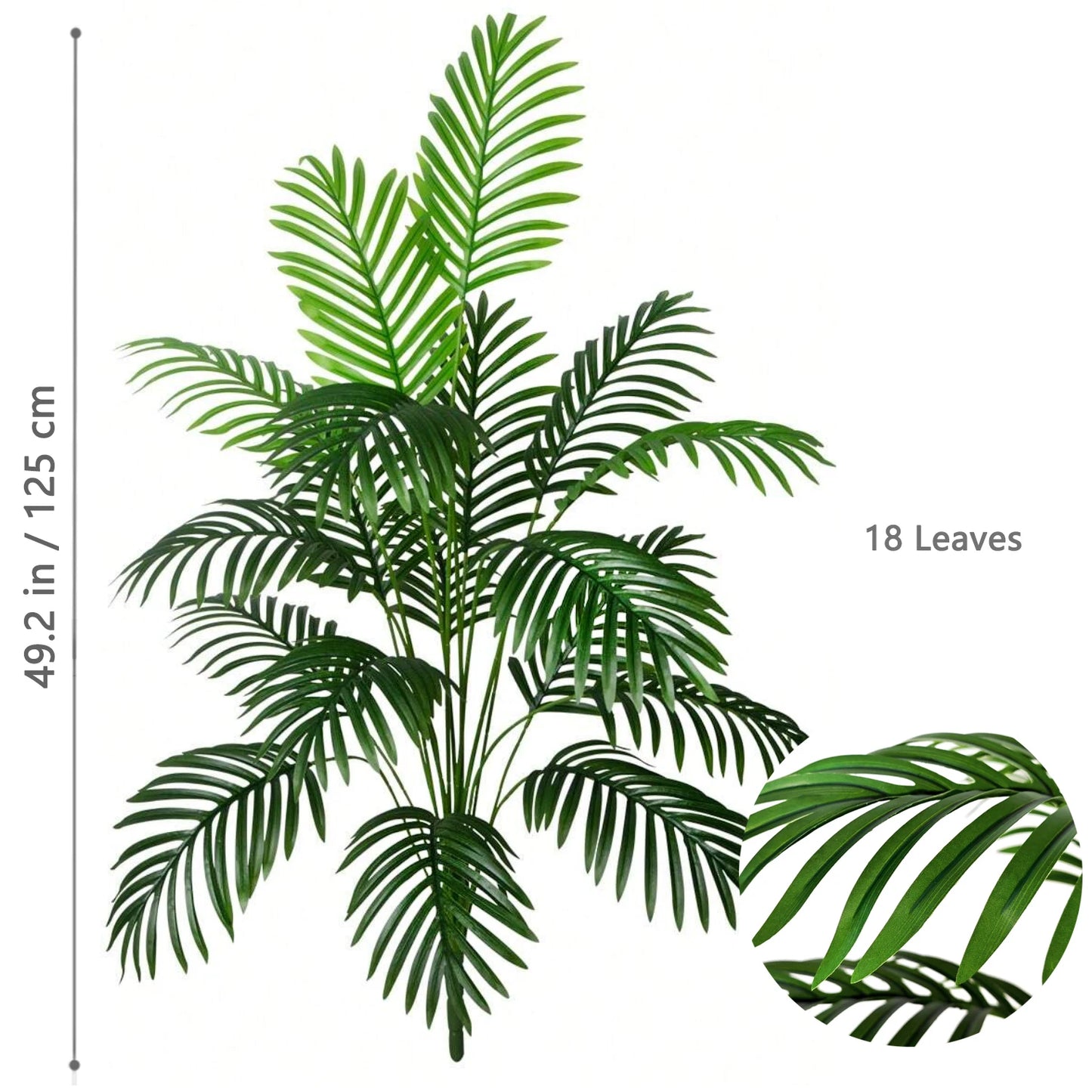 66-125cm（49.2in） Artificial Palm Tree Tropical Fake Plant Green Plastic Palm Leaf Branches Suitable for Home Garden Decoration