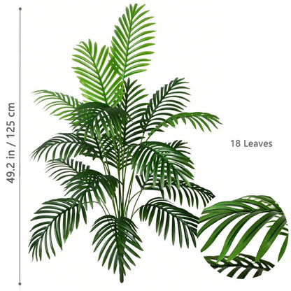 66-125cm（49.2in） Artificial Palm Tree Tropical Fake Plant Green Plastic Palm Leaf Branches Suitable for Home Garden Decoration