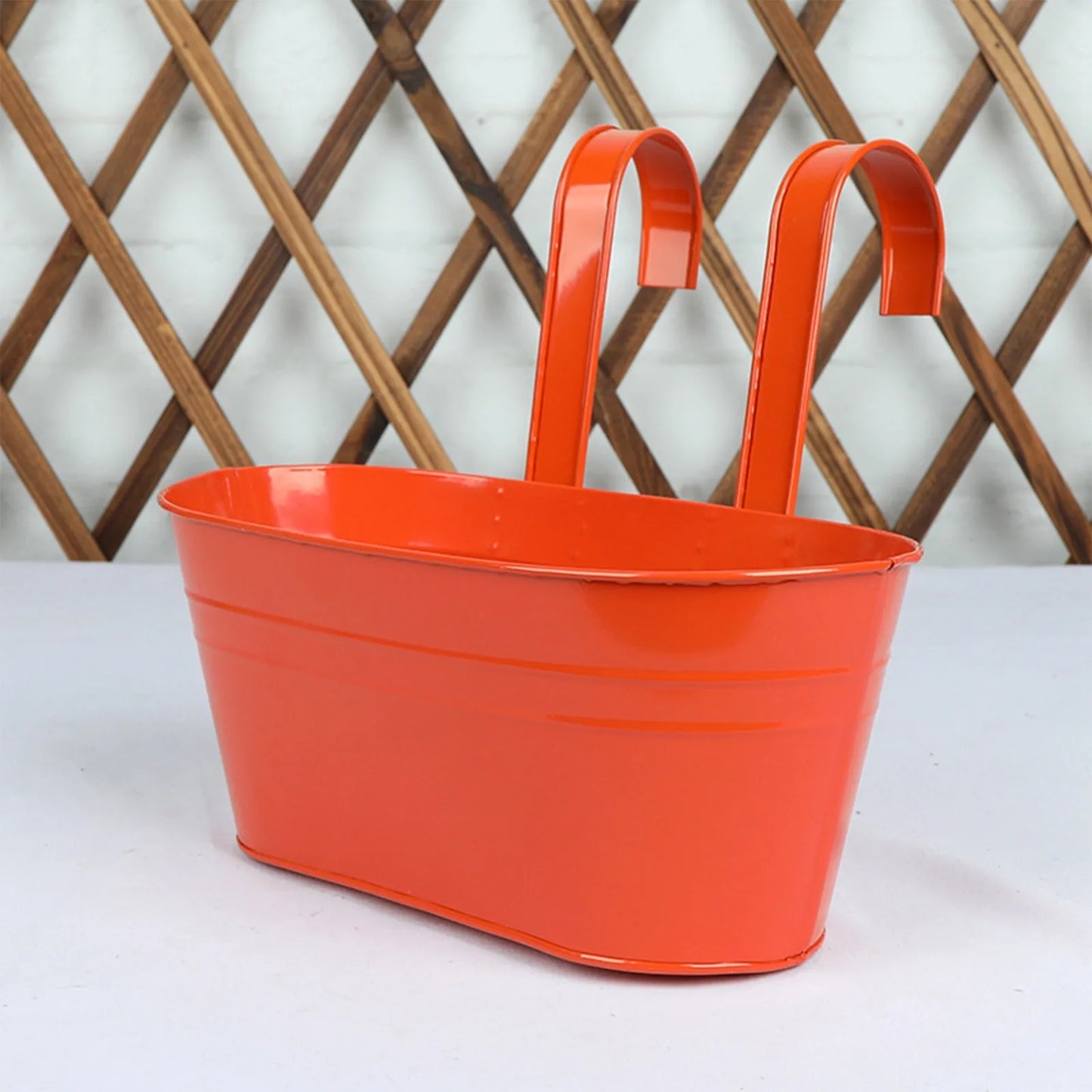 Metal Iron Hanging Flower Pots For Railing Fence Hanging Bucket Pots Countryside Style Window Flower Plant Holder