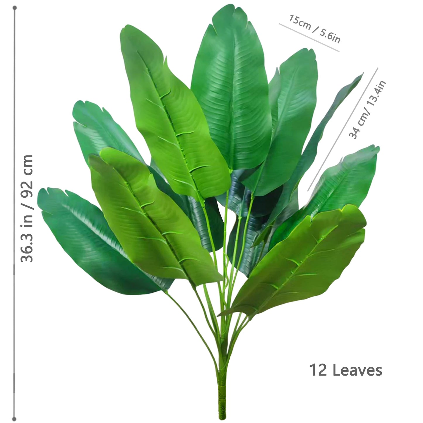 60-90-120cm（47.2in) Artificial Tropical Palm Tree Fake Banana Plant Leaves Real Touch Strelitzia Plastic Plant for Home Garden