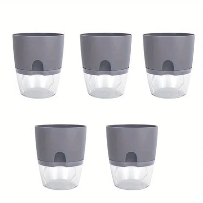 10/5Pcs Self Watering Plastic Flower Pot Double Layer Hydroponics Plants Bonsai Pot Vases Succulent Potted Home Office Decor