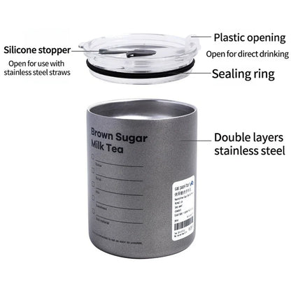 Portable 600ml Thermos Cup 304 Stainless Steel Coffee Mug Thermal Leak-proof Water Bottle with Straw Insulated Bottle Drinkware