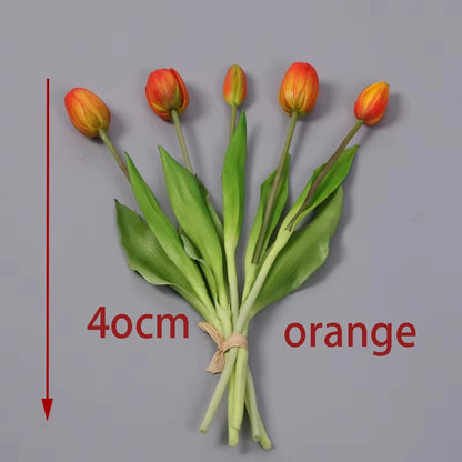 5pcs/Bouquet New Silicone Tulip Artificial Flower 40cm Real Touch Fake Plant B For Wedding Decoration Home Garen Acceeeories