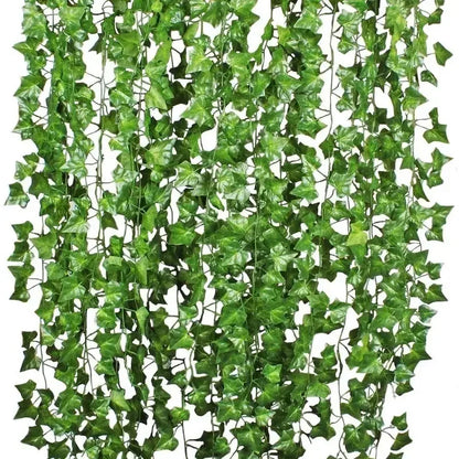 Artificial Green Ivy Leaf Rattan Creeper Leaves Vine Hanging Garland DIY Fake Flowers Plants for Garden Wedding Party Home Decor