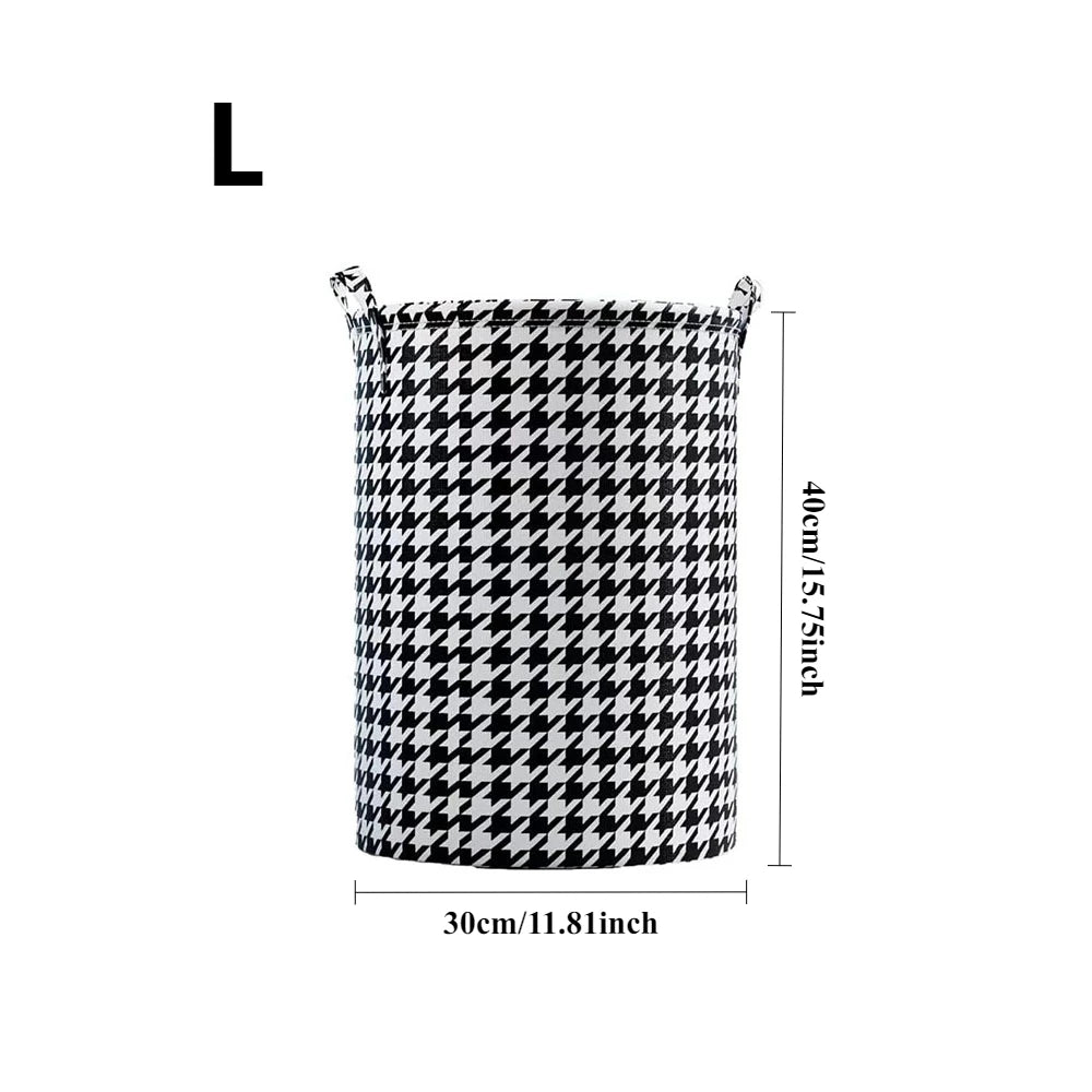 Laundry Basket with Handles,Houndstooth Blanket Storage Basket,Foldable Bedroom Hamper,Dirty Clothes Toys Hamper for Living Room